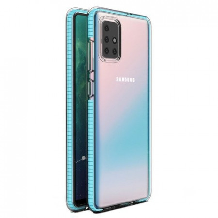 Прозрачен силиконов гръб с цветен кант Spring - Samsung Galaxy S21+ 5G светлосин