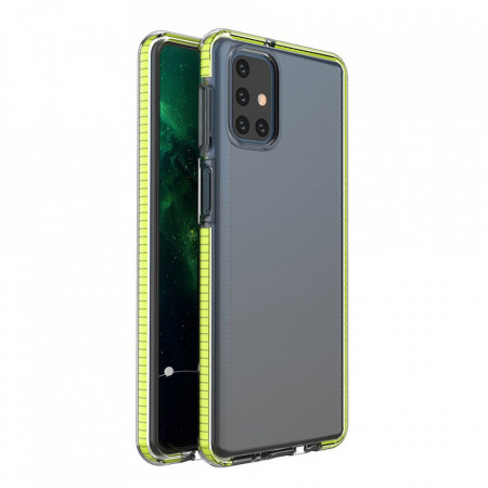 Прозрачен силиконов гръб с цветен кант Spring - Samsung Galaxy S21 Ultra 5G жълт