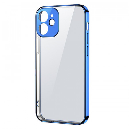Прозрачен ултратънък гръб JOYROOM New Beauty с цветна рамка - iPhone 12 Pro Max син