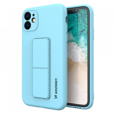 Силиконов гръб със стойка WOZINSKY Kickstand - iPhone 12 Pro Max светлосин