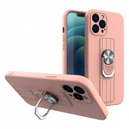 Силиконов гръб с държач-стойка Ring - Xiaomi Redmi Note 11 Pro / 11 Pro 5G / 11E Pro розов