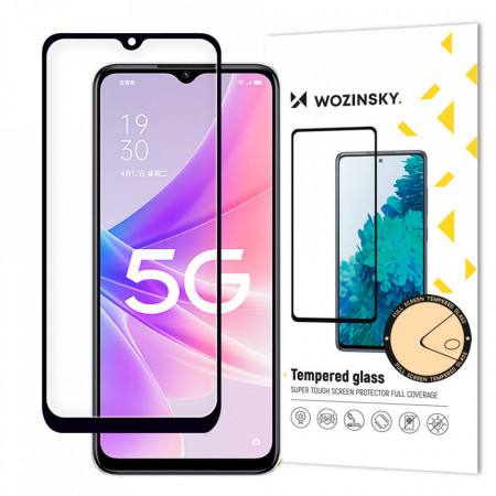 5D Full Glue закален стъклен протектор с пълно покритие WOZINSKY съвместим с гръб - OPPO A77 4G / A57 4G / A57s / A57e с черна рамка