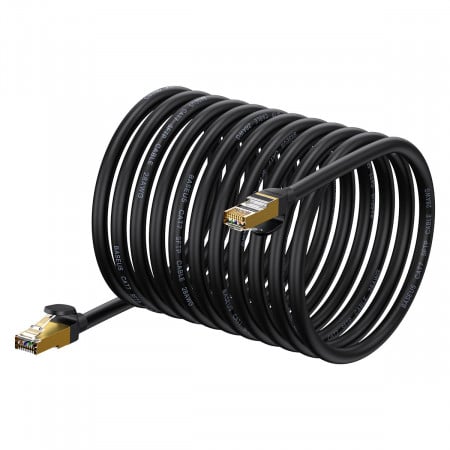 Бърз интернет кабел BASEUS cat.7 RJ45 10Gb/s 30m черен (WKJS011001)