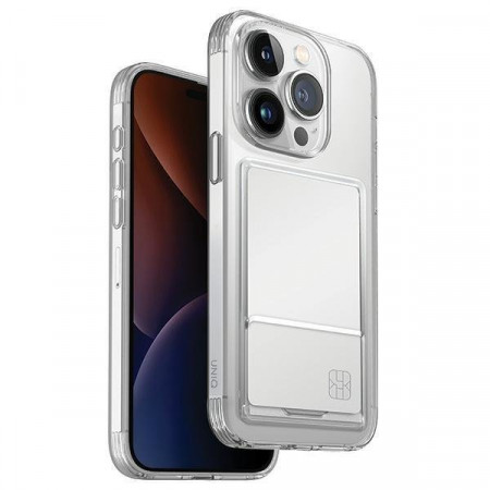 Гръб със слот за карта UNIQ Air Fender ID - iPhone 15 Pro Max nude transparent