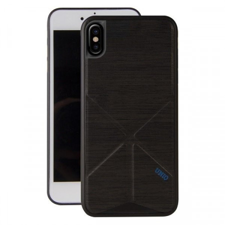 Гръб със стойка UNIQ Transforma Ligne - iPhone X / XS черен