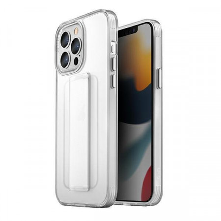 Гръб с лентов държач и каишка UNIQ Heldro с антимикробно покритие - iPhone 13 Pro Max прозрачен