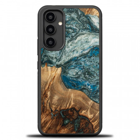 Дървен гръб BEWOOD Unique Wood and Resin - Samsung Galaxy A54 5G Planet Earth син / зелен