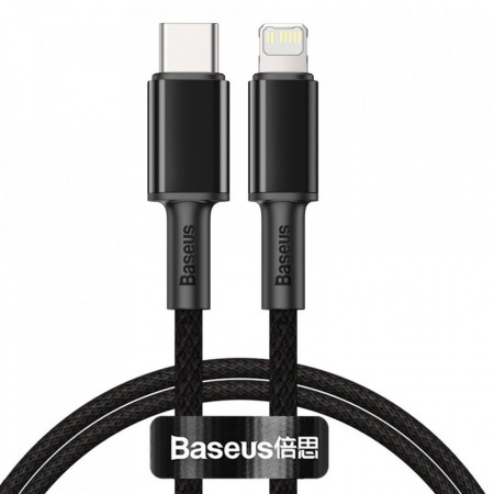 Кабел за зареждане и данни с оплетка BASEUS High Density с бързо зареждане Data USB Type C към Lightning Power Delivery 20W 1m черен