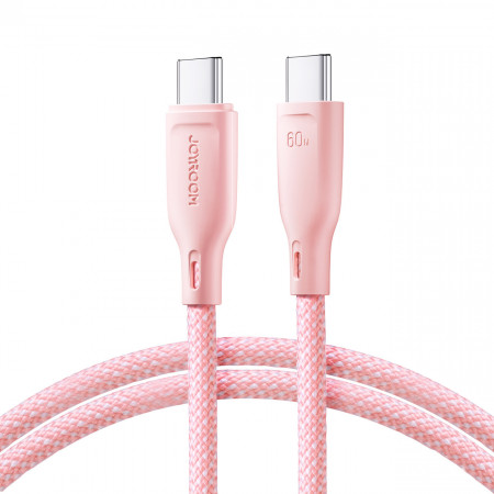 Кабел за зареждане и данни с оплетка JOYROOM Multi-Color SA34-CC3 USB Type C към USB Type C 60W с бързо зареждане 1m розов - Img 1