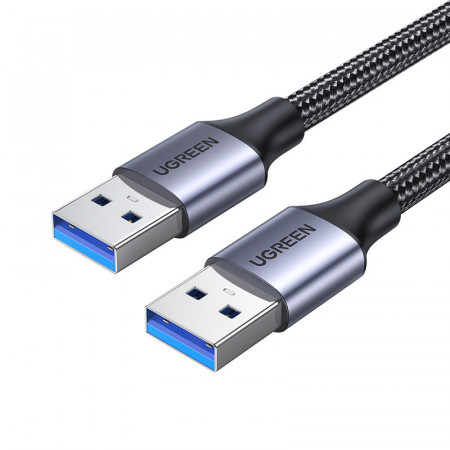 Кабел за зареждане и данни с оплетка UGREEN USB Type A към USB Type A 3.0 5Gb/s 2m сив (US373)