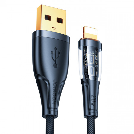 Кабел за зареждане и данни JOYROOM USB Type C към Lightning с бързо зареждане и smart switch 2.4A 1.2m черен (S-UL012A3)