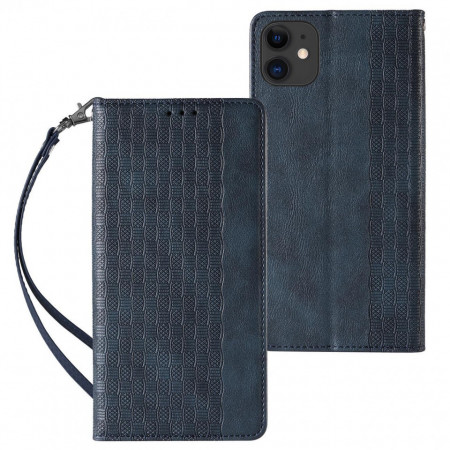 Калъф тип книга с връзка Magnet Strap - iPhone 12 син