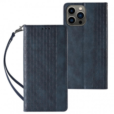 Калъф тип книга с връзка Magnet Strap - iPhone 14 Pro Max син