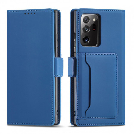 Калъф тип книга с външен джоб Magnet Card - Samsung Galaxy S22 Ultra син