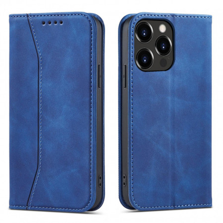 Калъф тип книга Magnet Fancy - iPhone 13 Pro син