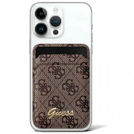Магнитен джоб за карти със стойка GUESS 4G Classic Logo GUWMSHG4SHW MagSafe кафяв