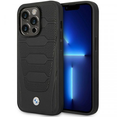 Оригинален гръб от еко кожа BMW Leather Seats MagSafe BMHMP14X22RPSK - iPhone 14 Pro Max черен