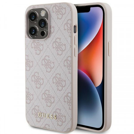 Оригинален гръб GUESS 4G Metal Gold Logo - iPhone 15 Pro Max розов