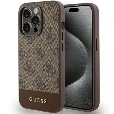 Оригинален гръб GUESS 4G Stripe - iPhone 15 Pro Max кафяв