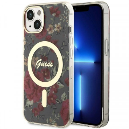 Оригинален гръб GUESS Flower MagSafe GUHMP14MHCFWSA - iPhone 14 Plus зелен