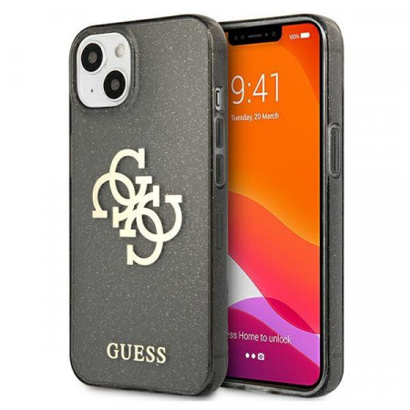 Оригинален гръб GUESS Glitter 4G Big Logo GUHCP13SPCUGL4GBK - iPhone 13 mini черен