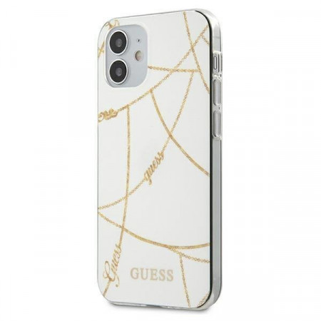 Оригинален гръб GUESS Gold Chain GUE000874 GUHCP12SPCUCHWH - iPhone 12 mini бял