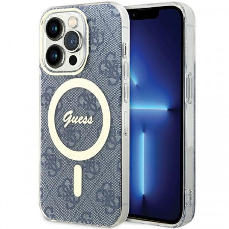 Оригинален гръб GUESS IML 4G MagSafe - iPhone 15 Pro син