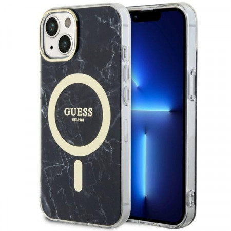 Оригинален гръб GUESS Marble MagSafe GUHMP14MPCUMAK - iPhone 14 Plus черен