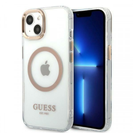 Оригинален гръб GUESS Metal Outline MagSafe GUHMP13MHTRMD - iPhone 13 златист