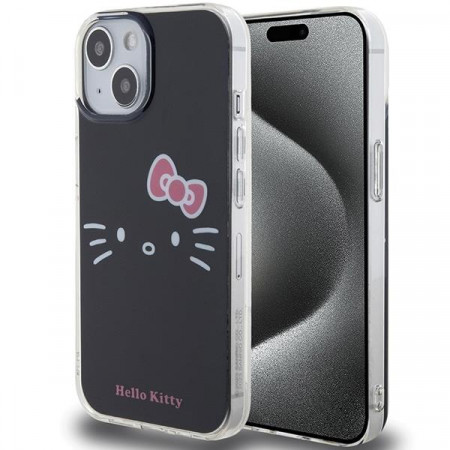 Оригинален гръб Hello Kitty IML Kitty Face - iPhone 15 черен