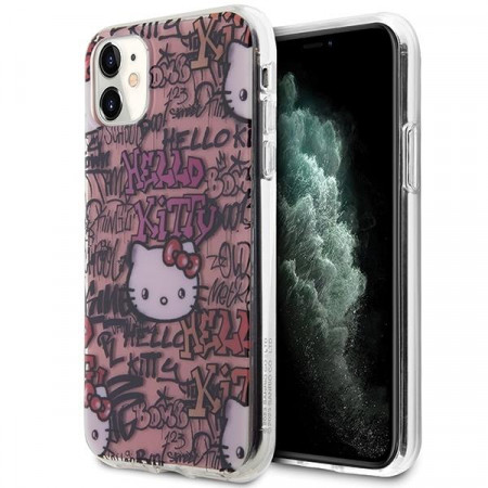Оригинален гръб Hello Kitty IML Tags Graffiti - iPhone 11 розов