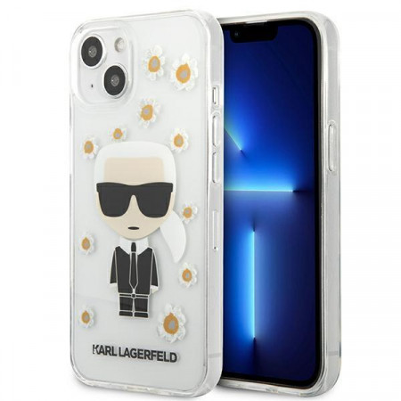 Оригинален гръб KARL LAGERFELD Flower Ikonik Кarl KLHCP13SHFLT - iPhone 13 mini прозрачен