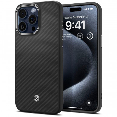 Оригинален гръб SPIGEN Enzo Aramid MagSafe - iPhone 15 Pro черен мат