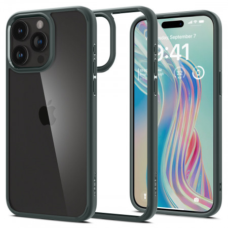 Оригинален гръб SPIGEN Ultra Hybrid - iPhone 15 Pro Max тъмнозелен