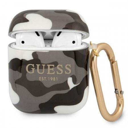 Оригинален калъф за слушалки GUESS Camo GUA2UCAMG - AirPods 1 / 2 черен