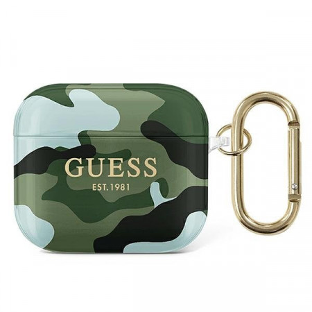 Оригинален калъф за слушалки GUESS Camo GUA3UCAMA - AirPods 3 зелен / каки