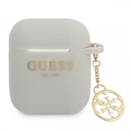 Оригинален калъф за слушалки GUESS Silicone Charm 4G GUA2LSC4EG - AirPods сив - Img 1