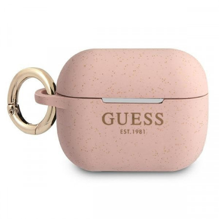 Оригинален калъф за слушалки GUESS Silicone Glitter GUAPSGGEP - AirPods Pro розов