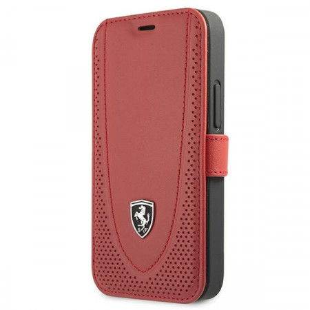 Оригинален калъф тип книга FERRARI Off Track Perforated FEOGOFLBKP12SRE - iPhone 12 mini червен