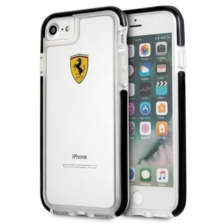 Оригинален прозрачен твърд гръб с цветна рамка FERRARI Shockproof FEGLHCP7BK - iPhone 7 / 8 / SE (2nd gen) / SE (3rd gen) черен