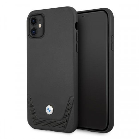 Оригинален твърд гръб от еко кожа BMW Leather Perforate BMHCN61RSWPK - iPhone 11 черен