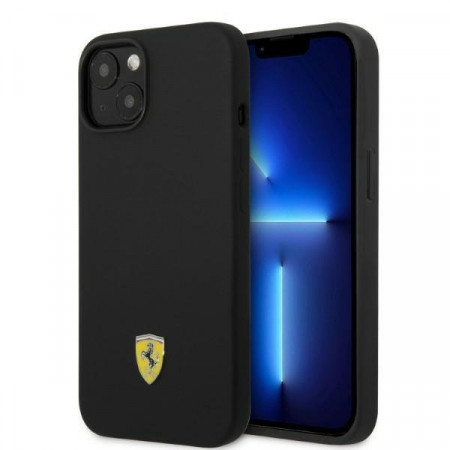 Оригинален твърд гръб FERRARI Silicone Metal Logo MagSafe FEHMSIP14MBK - iPhone 14 Plus черен - Img 1
