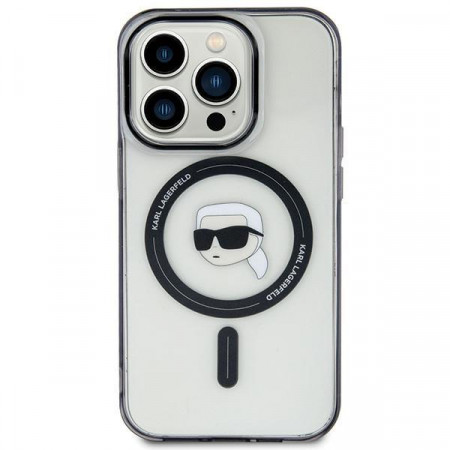 Оригинален твърд гръб KARL LAGERFELD IML Karl's Head MagSafe KLHMP15MHKHNOTK - iPhone 15 Plus прозрачен