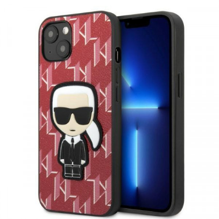Оригинален твърд гръб KARL LAGERFELD Monogram Ikonik Patch KLHCP13MPMNIKPI - iPhone 13 червен