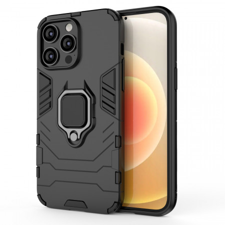 Подсилен гръб с магнитна стойка Ring Armor - iPhone 14 Pro Max черен