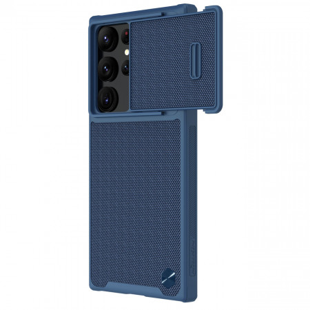 Подсилен гръб с подвижно покритие за камерата NILLKIN Textured S - Samsung Galaxy S22 Ultra син