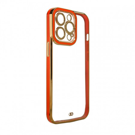 Прозрачен гръб с гел рамка Fashion - iPhone 12 червен