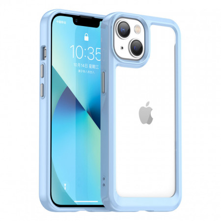 Прозрачен гръб с гел рамка Outer Space - iPhone 14 Plus син