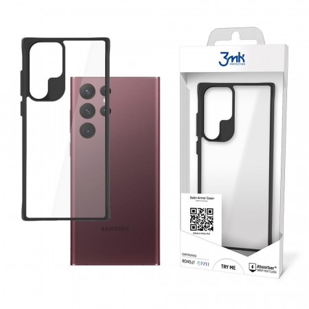 Прозрачен гръб с черна рамка 3mk Satin Armor+ Military Grade - Samsung Galaxy S22 Ultra