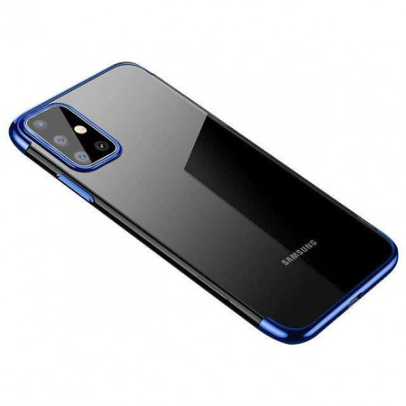 Прозрачен силиконов гръб с цветен кант Clear Color - Samsung Galaxy A72 син
